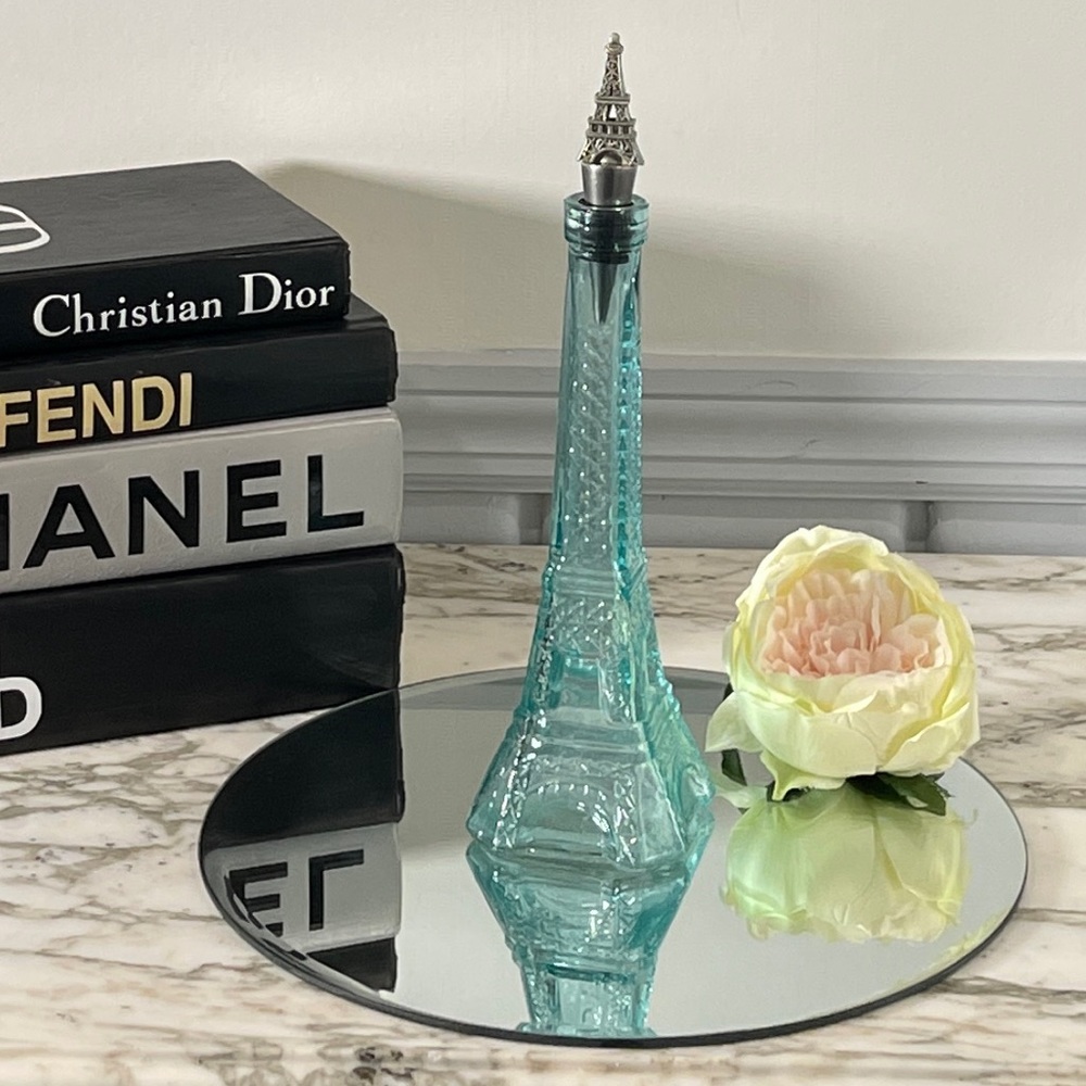 *Eiffel Tower Tall Green Glass Bottle Decanter